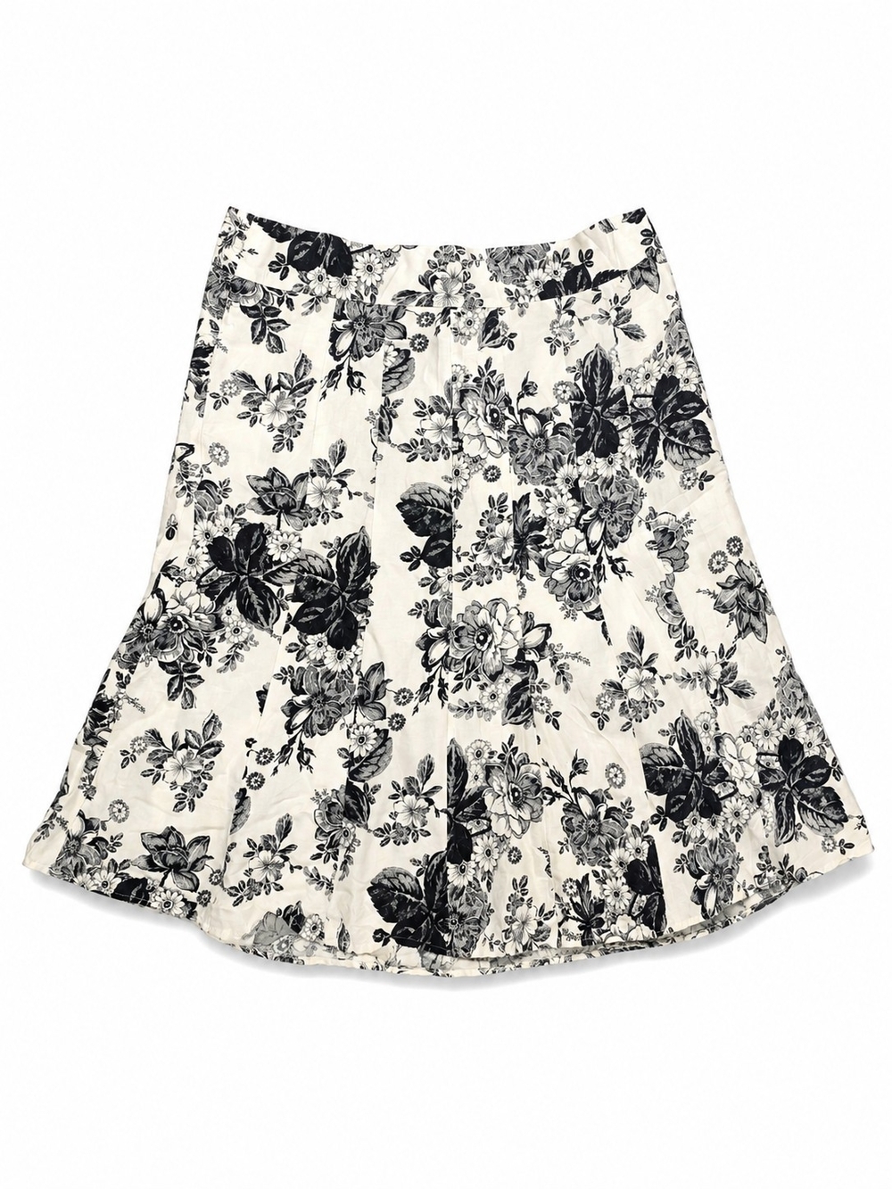 Ann Taylor Loft Floral A-Line Skirt in Black and White, Size 2